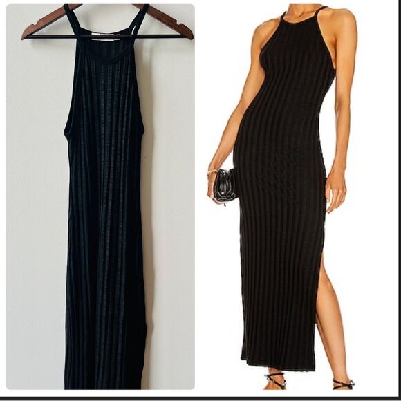 JONATHAN SIMKHAI Womens Black Jersey Ribbed Megan Maxi Dress Size Small - Picture 1 of 7